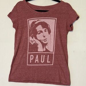 Paul McCartney Band T,  Pink V-Neck T-Shirt. Medium
